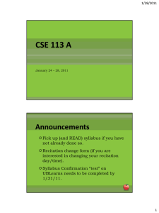 CSE 113 A Announcements