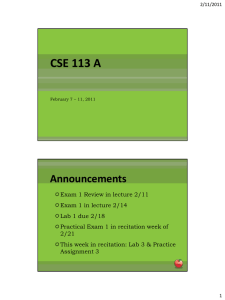 CSE 113 A Announcements