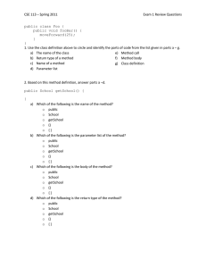 CSE 113 – Spring 2011  Exam 1 Review Questions