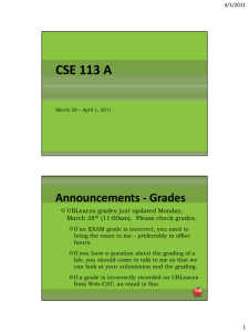 CSE 113 A Announcements - Grades UBLearns grades just updated Monday, 