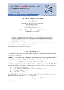 THE EQUAL VARIABLE METHOD Communicated by P.S. Bullen