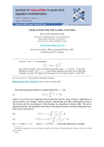 INEQUALITIES FOR THE GAMMA FUNCTION Communicated by A. Laforgia