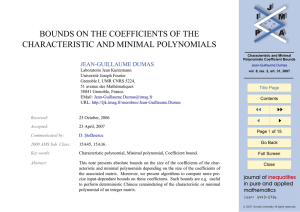 BOUNDS ON THE COEFFICIENTS OF THE CHARACTERISTIC AND MINIMAL POLYNOMIALS JEAN-GUILLAUME DUMAS