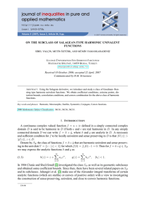 ON THE SUBCLASS OF SALAGEAN-TYPE HARMONIC UNIVALENT FUNCTIONS Communicated by H.M. Srivastava