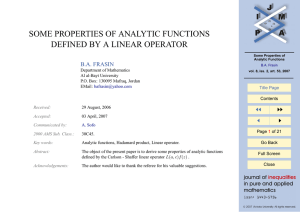 SOME PROPERTIES OF ANALYTIC FUNCTIONS DEFINED BY A LINEAR OPERATOR JJ II