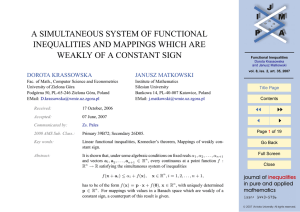 A SIMULTANEOUS SYSTEM OF FUNCTIONAL INEQUALITIES AND MAPPINGS WHICH ARE DOROTA KRASSOWSKA