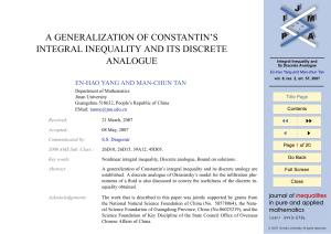 A GENERALIZATION OF CONSTANTIN’S INTEGRAL INEQUALITY AND ITS DISCRETE ANALOGUE JJ