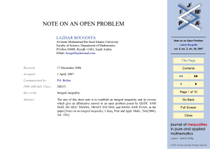 NOTE ON AN OPEN PROBLEM LAZHAR BOUGOFFA