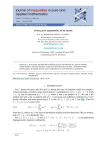 UNIVALENT HARMONIC FUNCTIONS Received 26 February, 2007; accepted 20 April, 2007