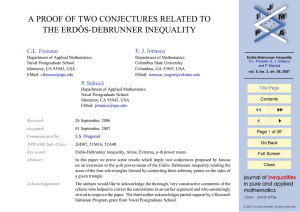 A PROOF OF TWO CONJECTURES RELATED TO THE ERDÖS-DEBRUNNER INEQUALITY C.L. Frenzen