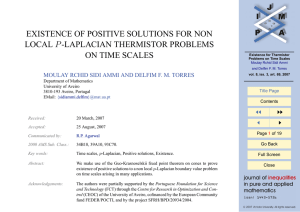 EXISTENCE OF POSITIVE SOLUTIONS FOR NON LOCAL P -LAPLACIAN THERMISTOR PROBLEMS JJ
