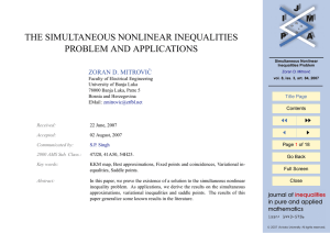 THE SIMULTANEOUS NONLINEAR INEQUALITIES PROBLEM AND APPLICATIONS ZORAN D. MITROVI ´ C