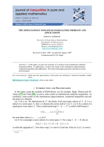 THE SIMULTANEOUS NONLINEAR INEQUALITIES PROBLEM AND APPLICATIONS Communicated by S.P. Singh