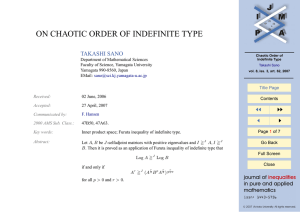 ON CHAOTIC ORDER OF INDEFINITE TYPE TAKASHI SANO