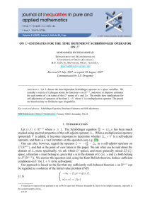ON -ESTIMATES FOR THE TIME DEPENDENT SCHRÖDINGER OPERATOR Communicated by S.S. Dragomir