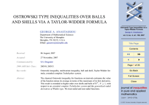 OSTROWSKI TYPE INEQUALITIES OVER BALLS AND SHELLS VIA A TAYLOR-WIDDER FORMULA