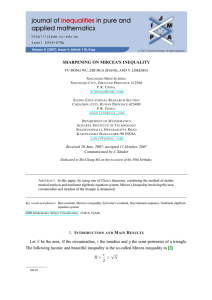 SHARPENING ON MIRCEA’S INEQUALITY YU-DONG WU, ZHI-HUA ZHANG, AND V. LOKESHA X H