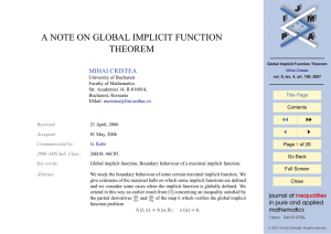A NOTE ON GLOBAL IMPLICIT FUNCTION THEOREM JJ II