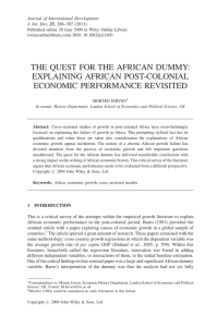 Journal of International Development J. Int. Dev. 23, 288–307 (2011)