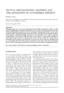 MUTUAL SPECIALISATION, SEAPORTS AND THE GEOGRAPHY OF AUTOMOBILE IMPORTS PETER V. HALL