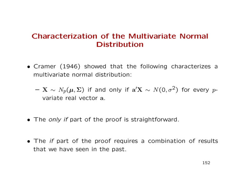 Characterization Of The Multivariate Normal Distribution