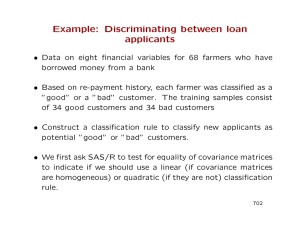 Example: Discriminating between loan applicants