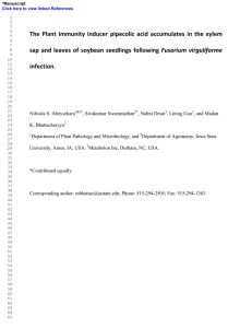 The  Plant  immunity  inducer  pipecolic ... Fusarium  virguliforme infection.