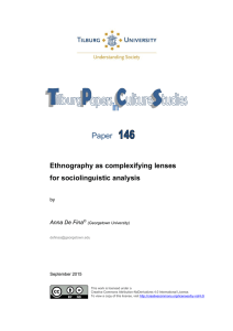 Paper Ethnography as complexifying lenses for sociolinguistic analysis