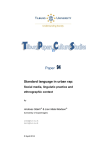 Paper  Standard language in urban rap: Social media, linguistic practice and