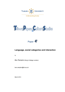 Paper  Language, social categories and interaction Ben Rampton