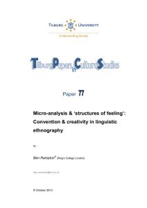 Paper  Micro-analysis &amp; ‘structures of feeling’: Convention &amp; creativity in linguistic