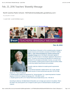 Feb. 25, 2016 Teachers' Biweekly Message North Carolina Public Schools &lt;&gt;