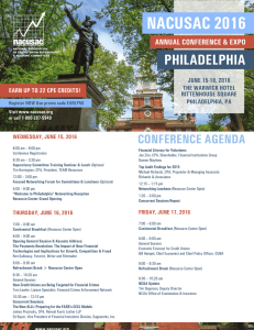 NACUSAC 2016 PHILADELPHIA CONFERENCE AGENDA ANNUAL CONFERENCE &amp; EXPO