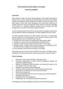 WATER SERVICES DEVELOPMENT PLAN 2006/07 EXECUTIVE SUMMARY  Introduction