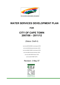 WATER SERVICES DEVELOPMENT PLAN CITY OF CAPE TOWN 2007/08 – 2011/12