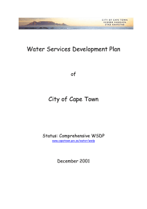 Water Services Development Plan  City of Cape Town of