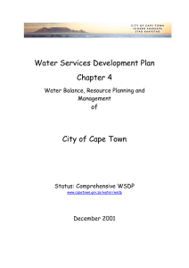 Water Services Development Plan Chapter 4  City of Cape Town