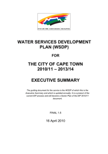 WATER SERVICES DEVELOPMENT PLAN (WSDP) THE CITY OF CAPE TOWN