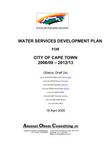 WATER SERVICES DEVELOPMENT PLAN CITY OF CAPE TOWN – 2012/13