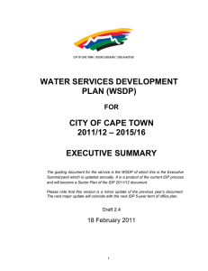 WATER SERVICES DEVELOPMENT PLAN (WSDP) CITY OF CAPE TOWN