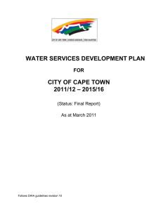 WATER SERVICES DEVELOPMENT PLAN CITY OF CAPE TOWN – 2015/16