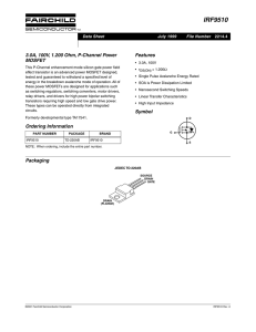 IRF9510 3.0A, 100V, 1.200 Ohm, P-Channel Power Features