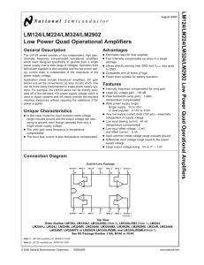 LM124/LM224/LM324/LM2902 Low Power Quad Operational Amplifiers General Description Advantages