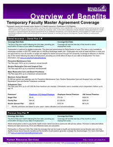 Overview of Benefits Temporary Faculty Master Agreement Coverage