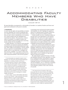 Accommodating Faculty Members Who Have Disabilities R e p o r t