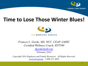 Time to Lose Those Winter Blues!  Certified Wellness Coach, RYT500