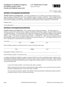 Certification of Qualifying Exigency U.S. Department of Labor For Military Family Leave