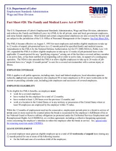 Fact Sheet #28: The Family and Medical Leave Act of... U.S. Department of Labor  Employment Standards Administration