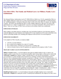 Fact Sheet #28A: The Family and Medical Leave Act Military... Entitlements U.S. Department of Labor