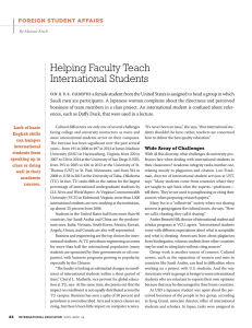 | Helping Faculty Teach International Students FOREIGN STUDENT AFFAIRS